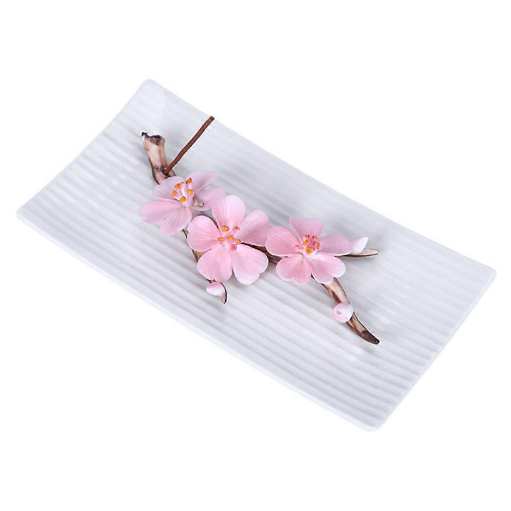 Pink Ceramic Incense Burner Plum Blossom Insert for Decor 3Pcs Set