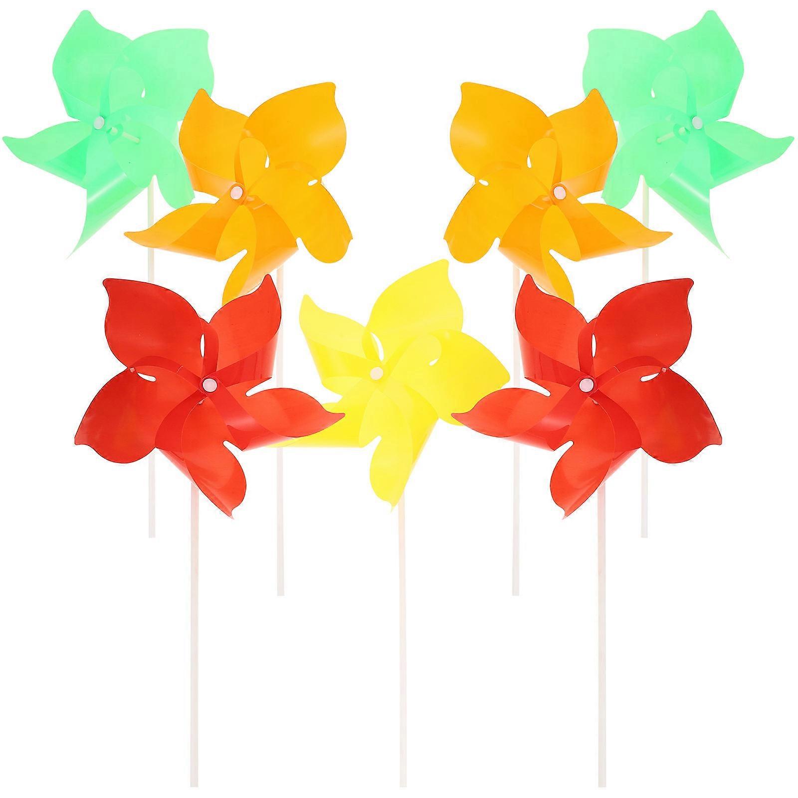 Assorted Color Six-Leaf Plastic Windmill Wind Toy for Playing 40Pcs