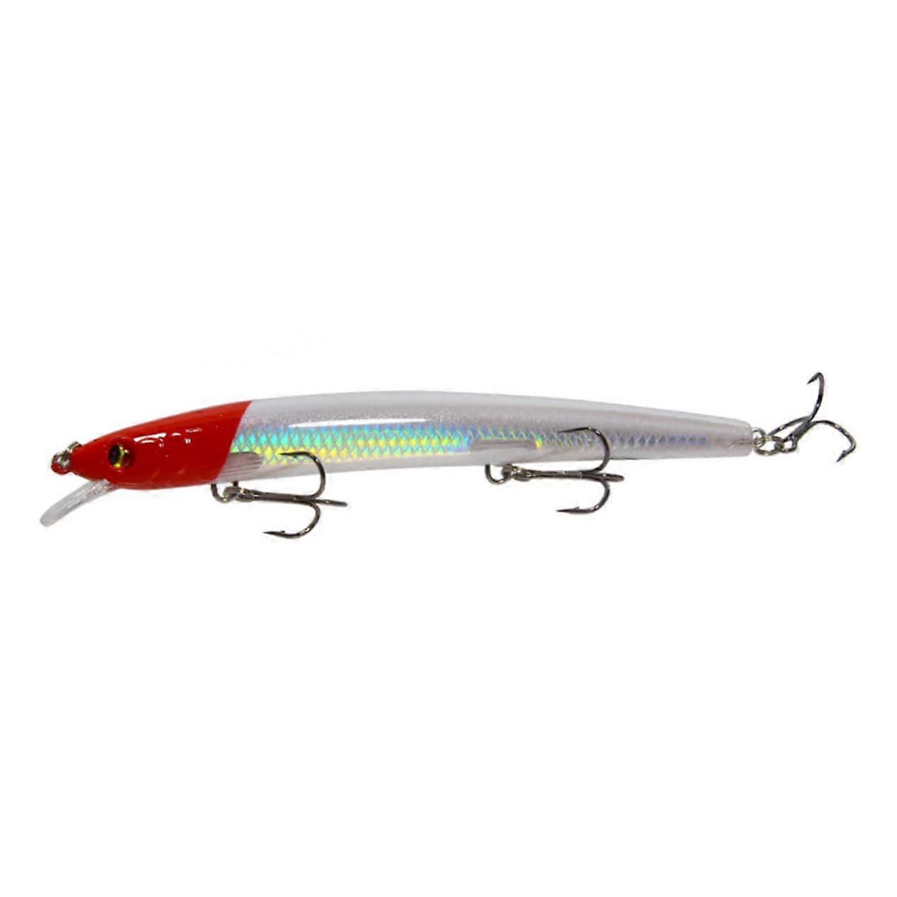 Floating Fishing Baits Colorful Minnow Lures 5Piece Set With Black Head Red Stripe Yellow Back Green Pattern