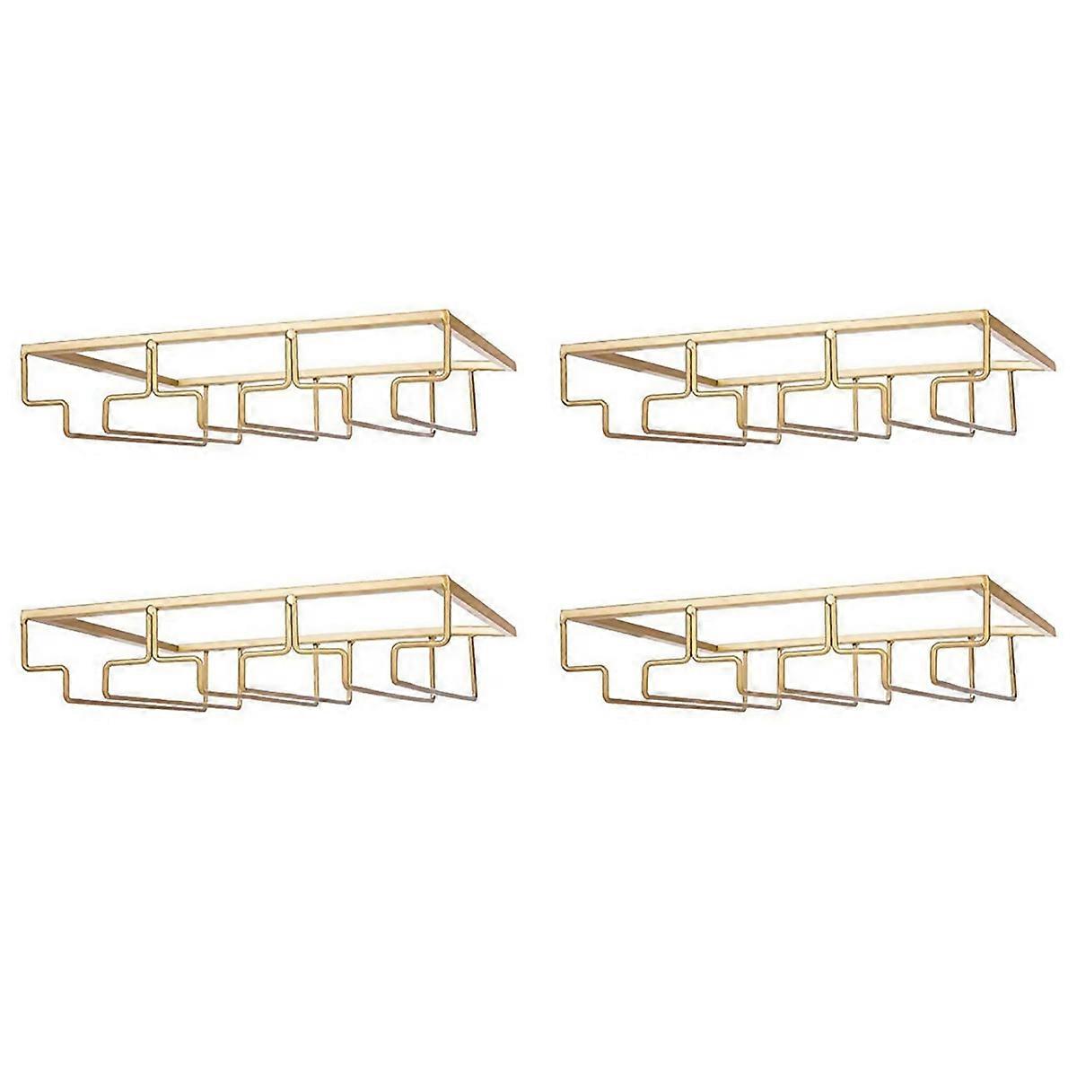 3 Rows Wine Glass Rack Under Cabinet Stemware Holder Iron Wine Hanger