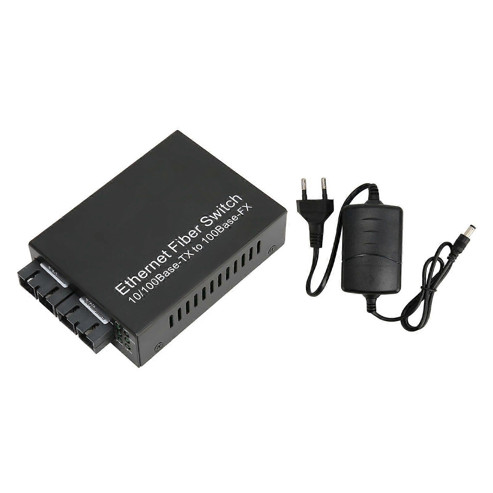 Fiber Media Converter Tx1310nm SC Dual Fiber Single Mode 100Mbps Fiber Optic Transceiver Up to 25km RJ45 Port 100240V EU Plug