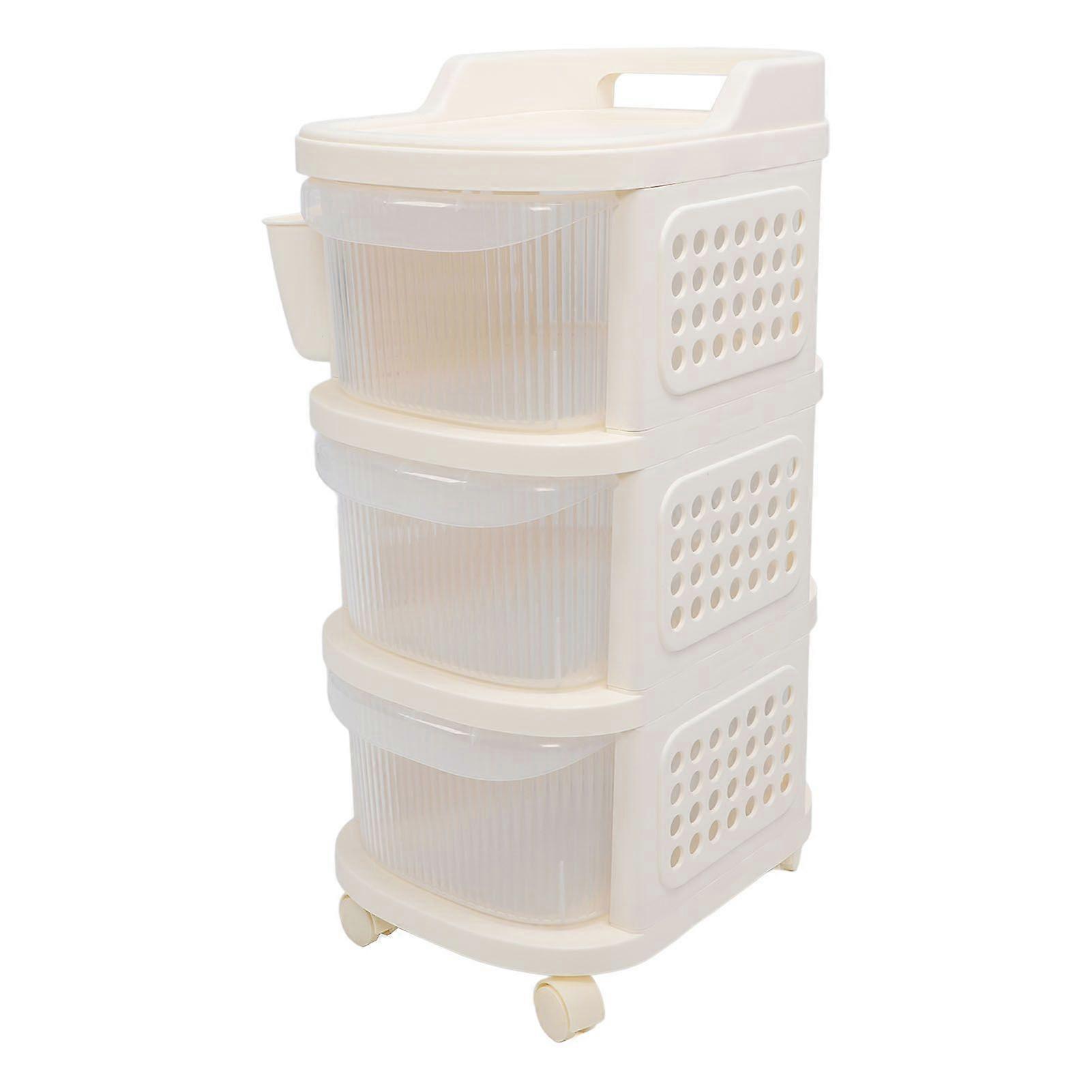 Baby Changing Table Cart with Wheel Newborn Nursery Essentials Storage Organizer Movable 3 Layer Drawer Type