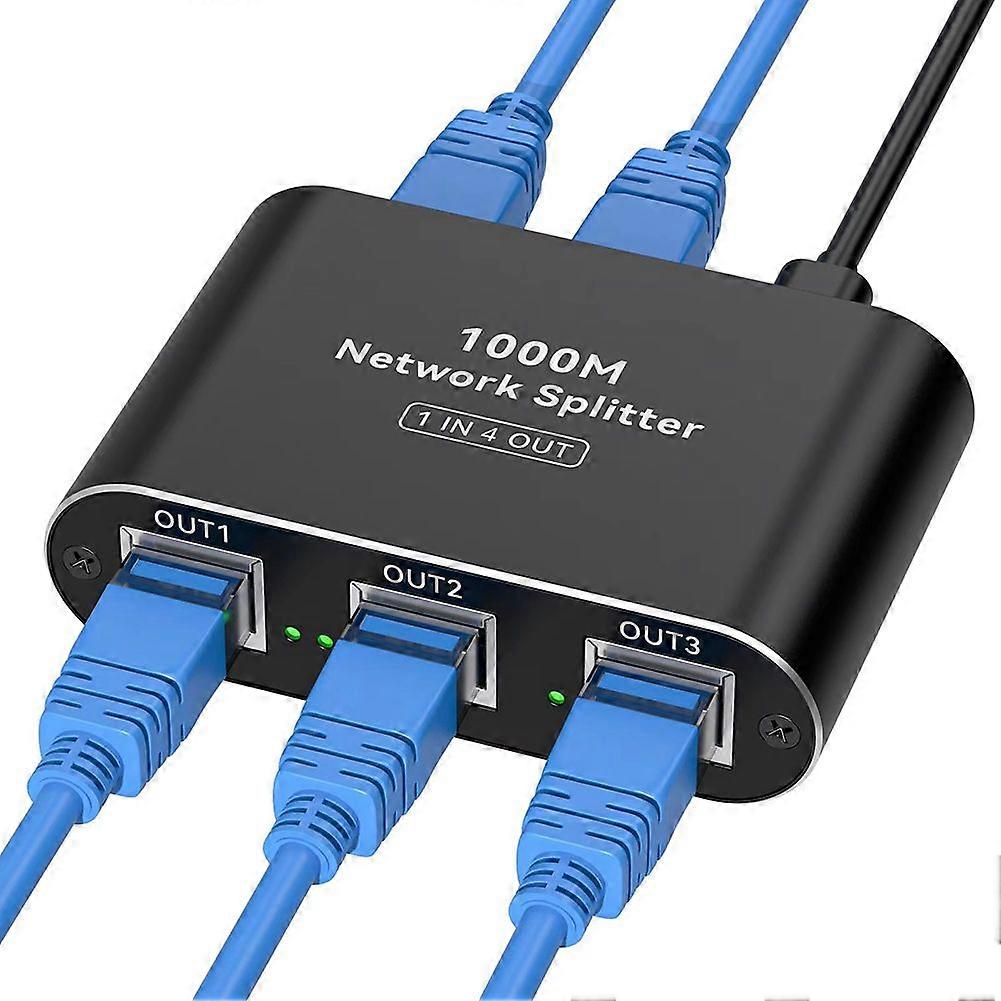 RJ45 LAN Splitter 1 to 4 1000Mbps Aluminium Network Switch LAN Splitter Gigabit Ethernet Switch wit