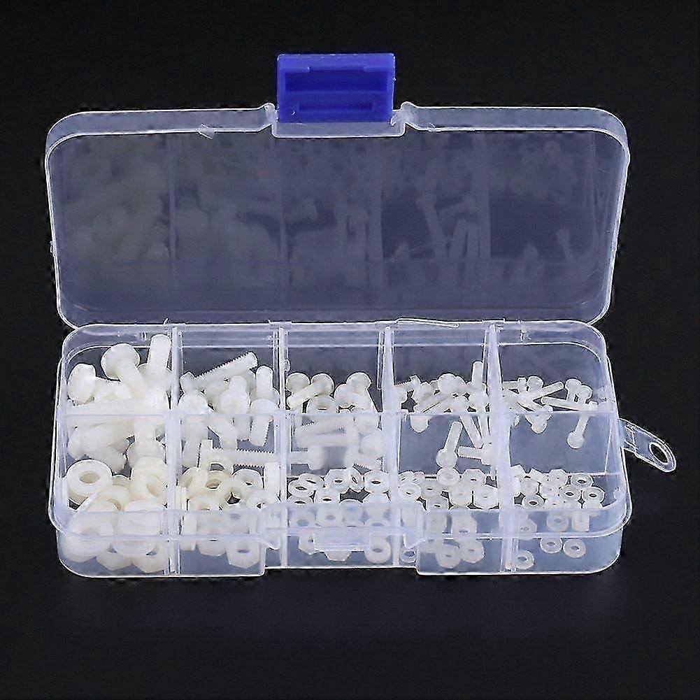 Assorted White Nylon Screws Kit - 150 Pieces, Includes M2 M2.5 M3 M4 M5 Sizes