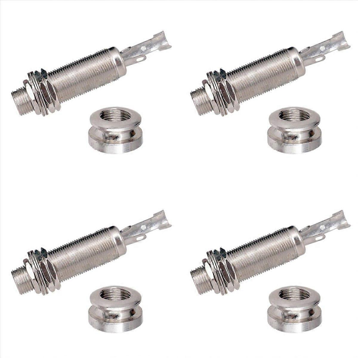 A1347 4 Piece Guitar End Pin Output Jack 1/4 Inch Mono or Stereo Applications Silver