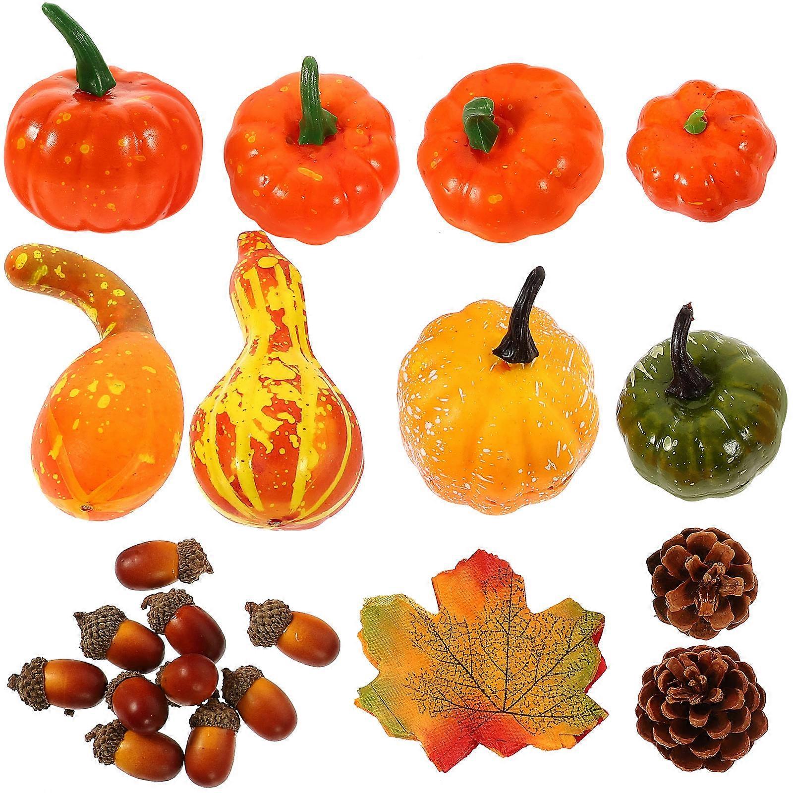 Fall Themed Decorations 2 Sets Thanksgiving Decoration Autumn Artificial Maple Leaves Pumpkins 50Pcs Display