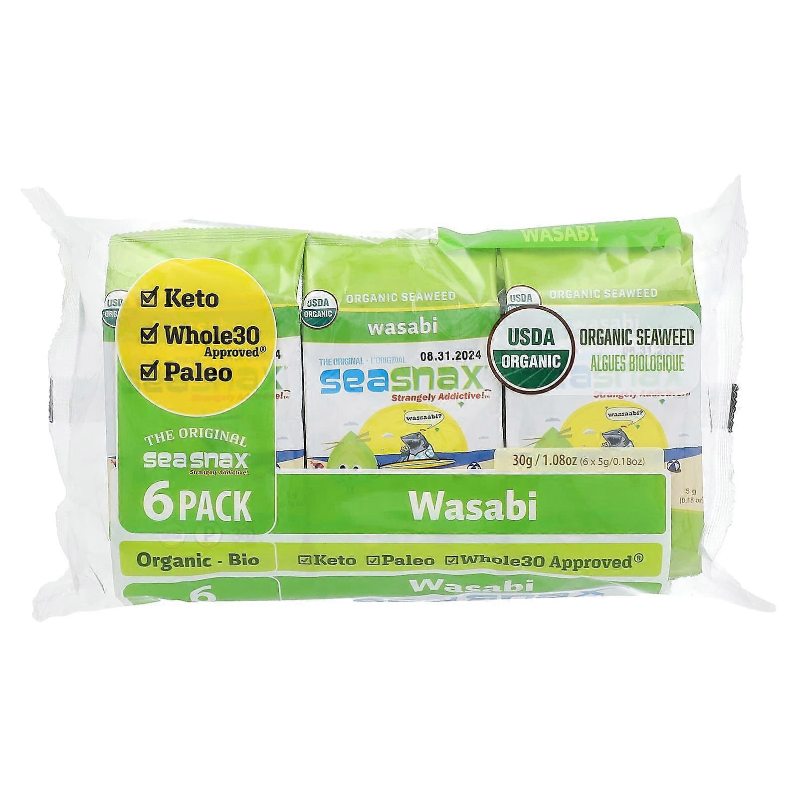 Organic Seaweed, Wasabi, 6 Pack, 0.18 oz (5 g) Each