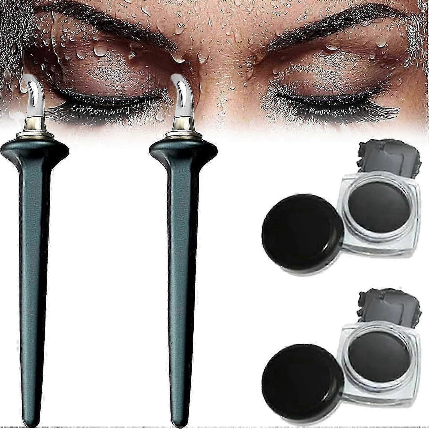 2025 Eyeliner Applicator Kit, Silicone Eyeliner Tool with Eyeliner Cream, Reusable Silicone Eye Liner Tool Waterproof Eyeliner