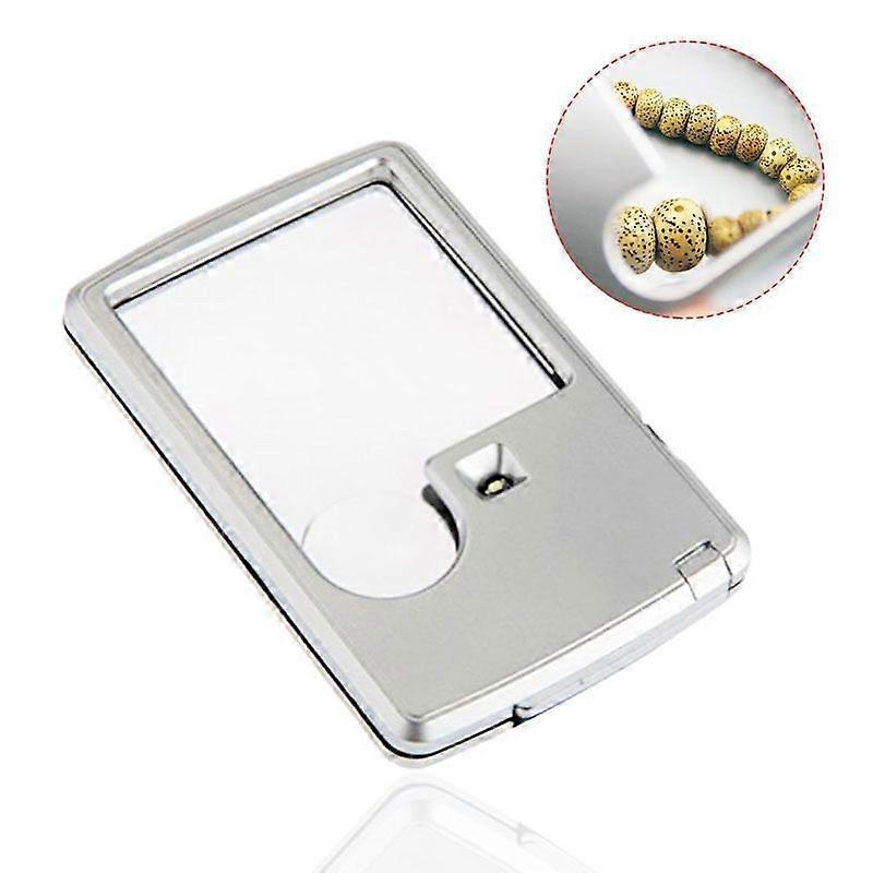 2pcs Portable Magnifying Glass Rectangular LED Light 3-6X With LED Lights
