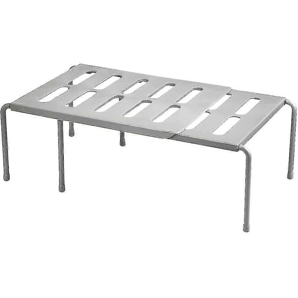 Retractable Kitchen Shelf Gray Storage Rack Extendable Cabinet Shelf