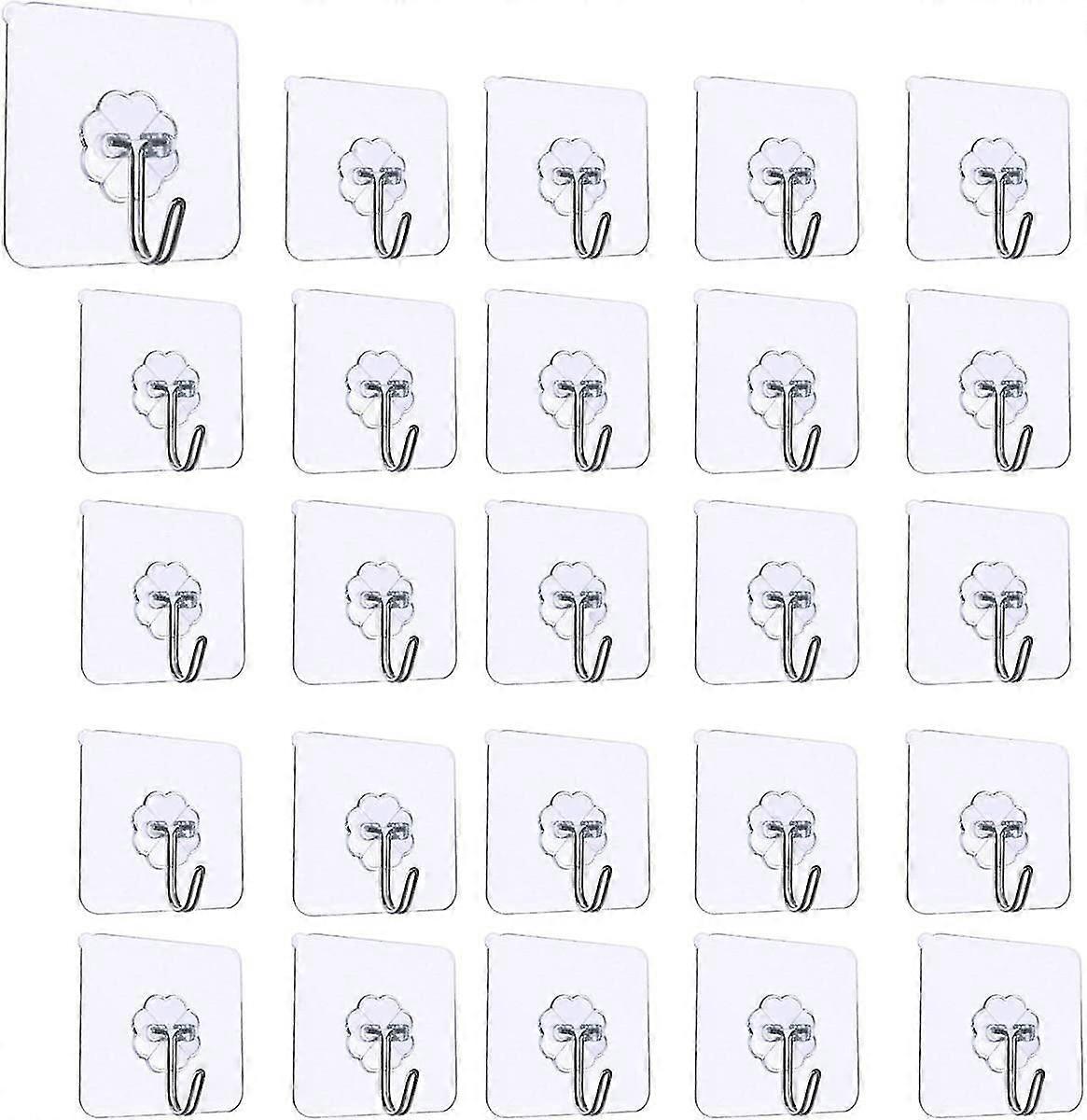 20pcs Transparent Adhesive Hooks, Kitchen Wall Hook With Stainless Hooks Towel Utility Towel Ceiling