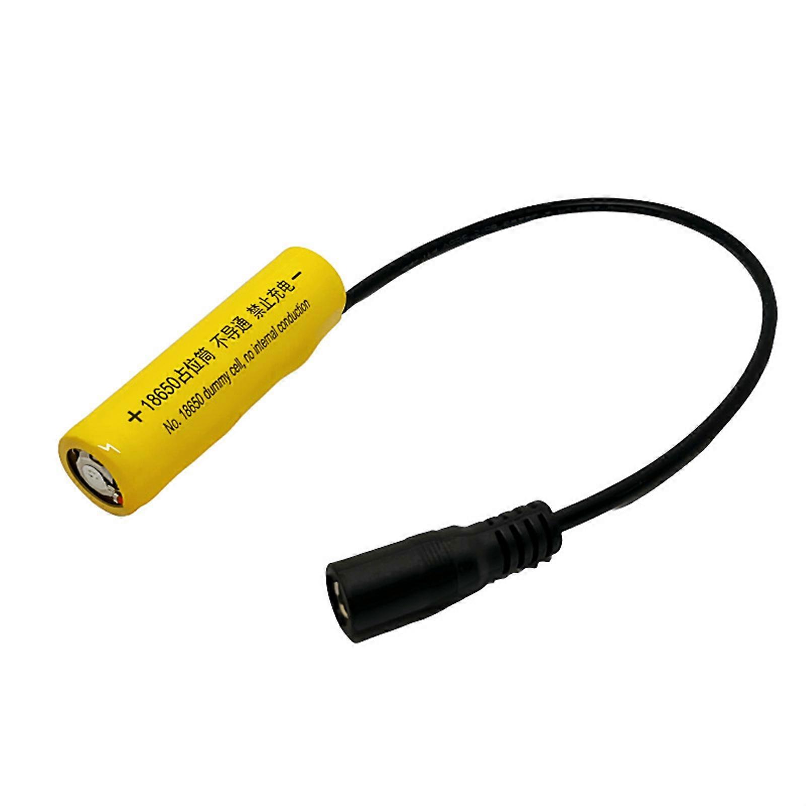 18650 Battery Placeholder 0V Not Charging Adapter Spacer With DC5.5mm Input Cord For External Power Supply Devices  Yellow