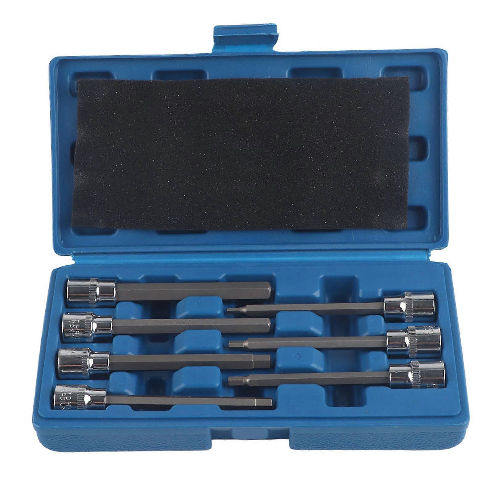 Long reach hex bit socket set for DIY - 7Pcs 3/4/5/6/7/8/10 mm drive