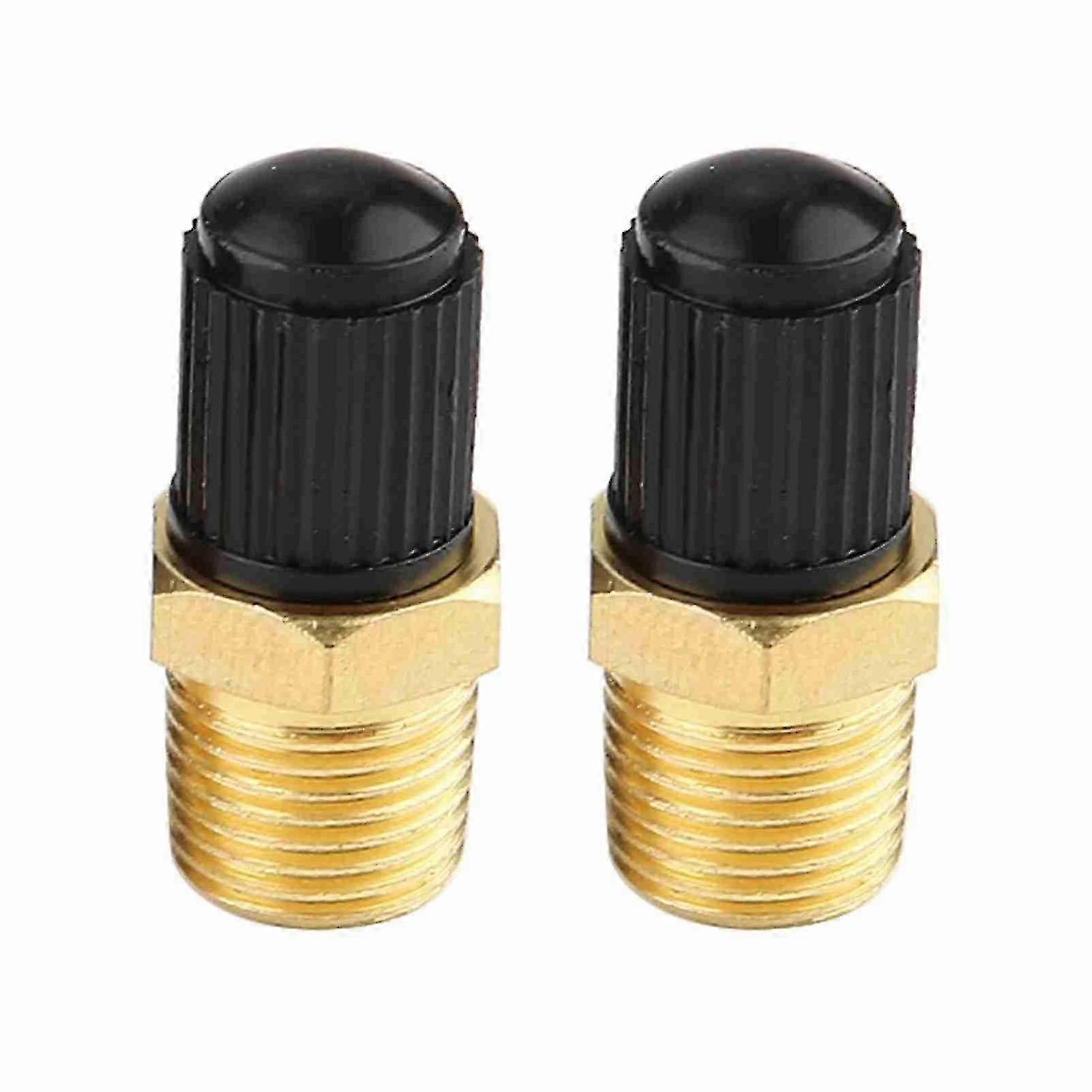2PCS Air Compressor Valve, 1/8 NPT 0.4 MPT Brass Air Compressor Tank Fill Valve, Tyre Valve Cap Adapter