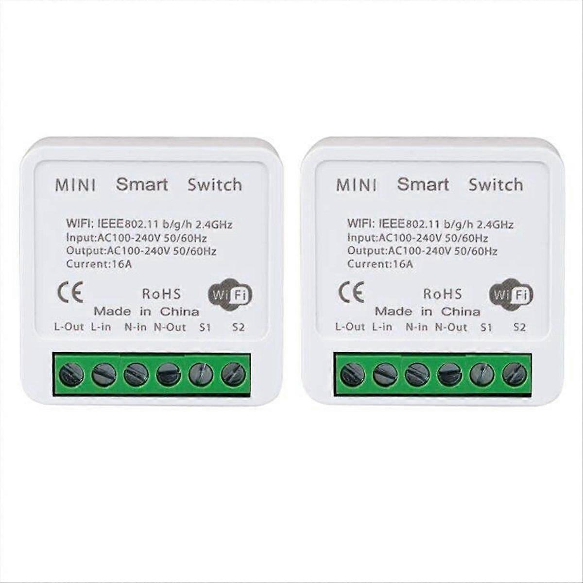 2PCS WiFi Smart Switch Light Switch, APP Remote Control, Voice Control, DIY Mode, Timer Function, LA