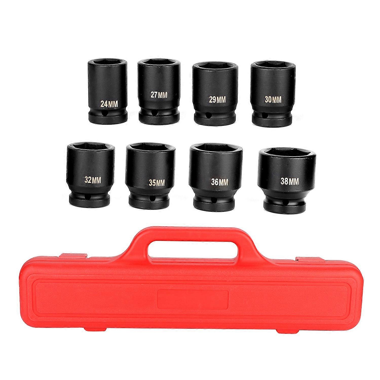 8pcs 3/4 Inch Drive Deep Impact Hex Head Adapter Socket Set Repairing Tool High Hardness