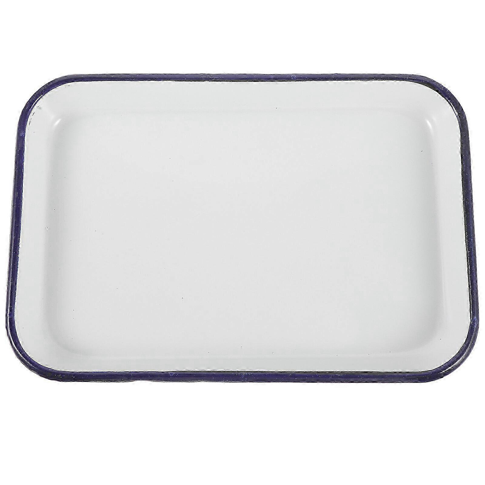 Household Enamel Baking Dish Rectangular Roasting Tin Multi-functional Baking Pan for Kitchen Use30X20cmWhite SZRH