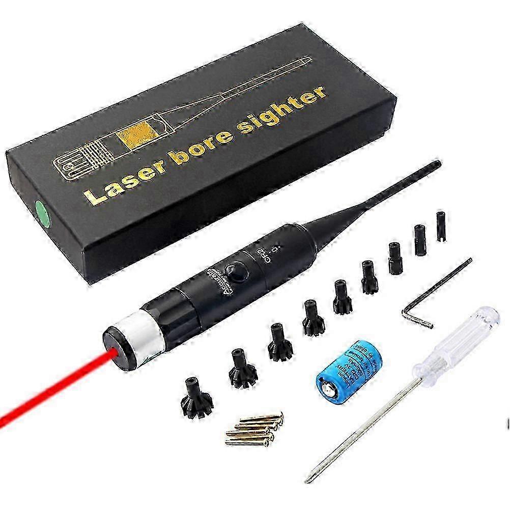 Green Bore Sight Kit with Big Button Switch for 0.177 to 0.50 Caliber, Includes 9 Plastic Hard Joint Adapters for Precise Targeting