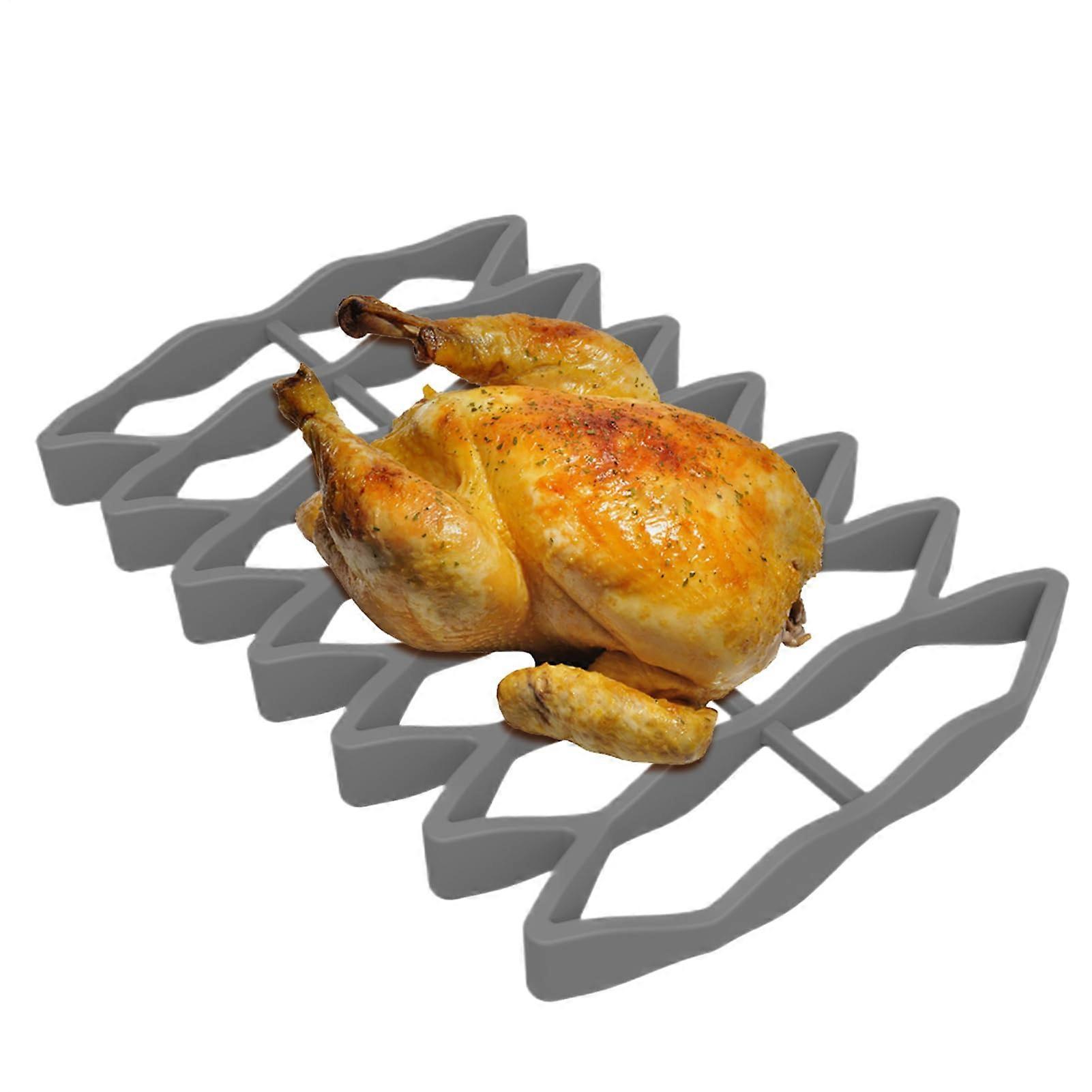 Oven Roasting Rack Silicone Gray EasyClean Nonstick Baking Rack For Oven Cake Chicken Fish Turkey Vegetables Pizza