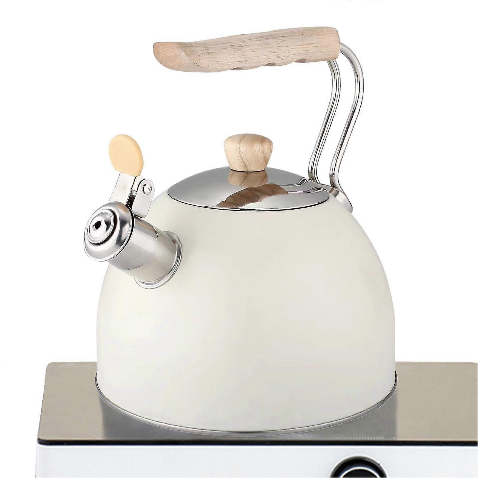Stainless Steel Kettle 2.5L Whistle Teapot Ergonomic Handle Hob Compatible All Heat Sources
