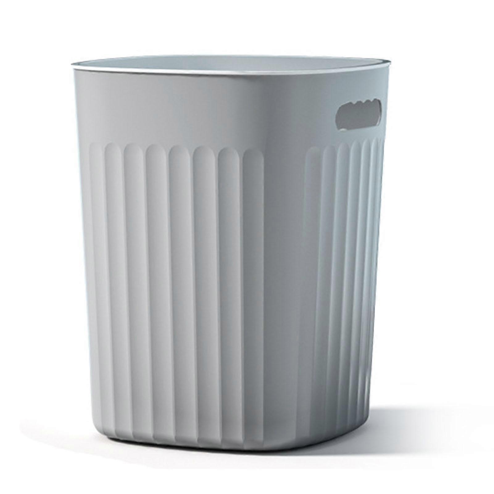Garbage Bin Large Capacity Vertical Stripes Portable Handle Uncovered PP Trash Bin Wastebasket for