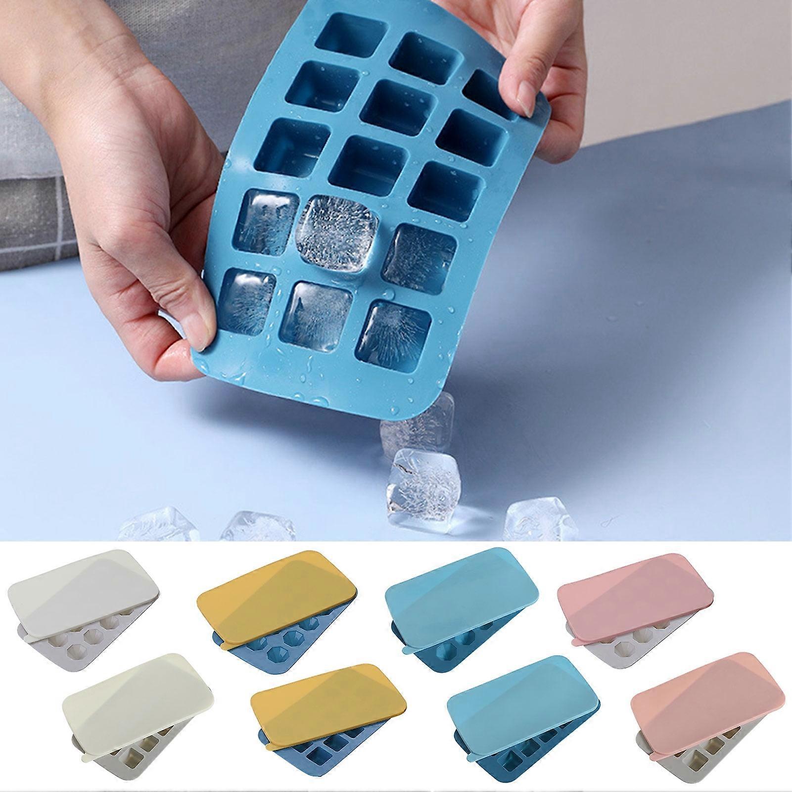 Hesroicy 15-Grid Ice Cube Tray with Double-Walled Soft Bottom, Easy-Release & DIY Dust-Proof Lid – Perfect for Shaped Ice Cubes