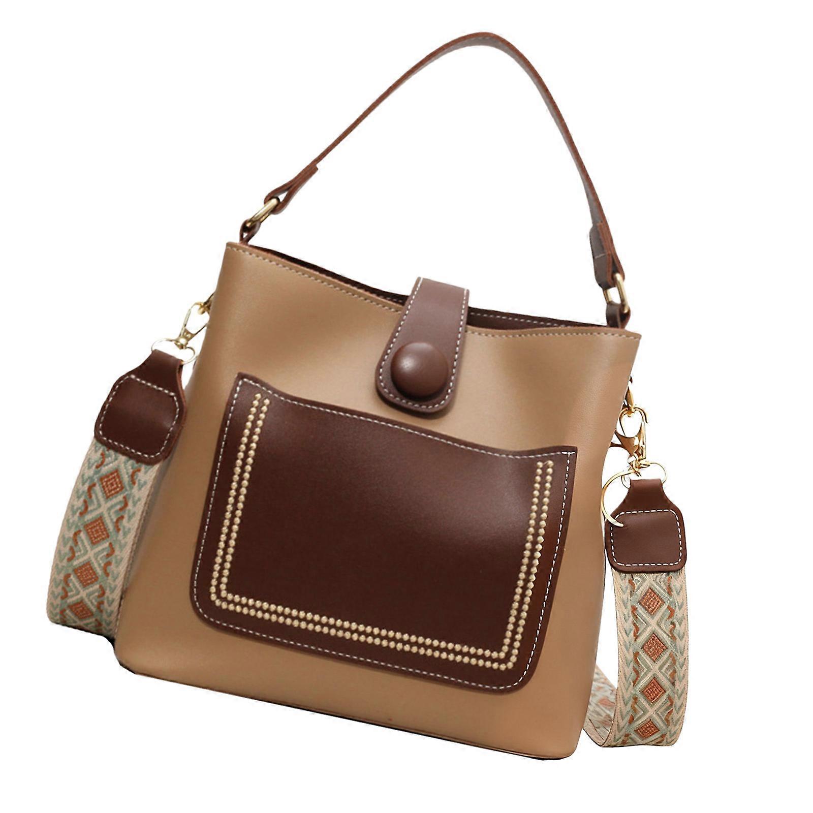 Multipurpose Textured Shoulder Bag Lightweight Design Multiple Interior Pockets Secure Closure For Work Or Daily  Khaki