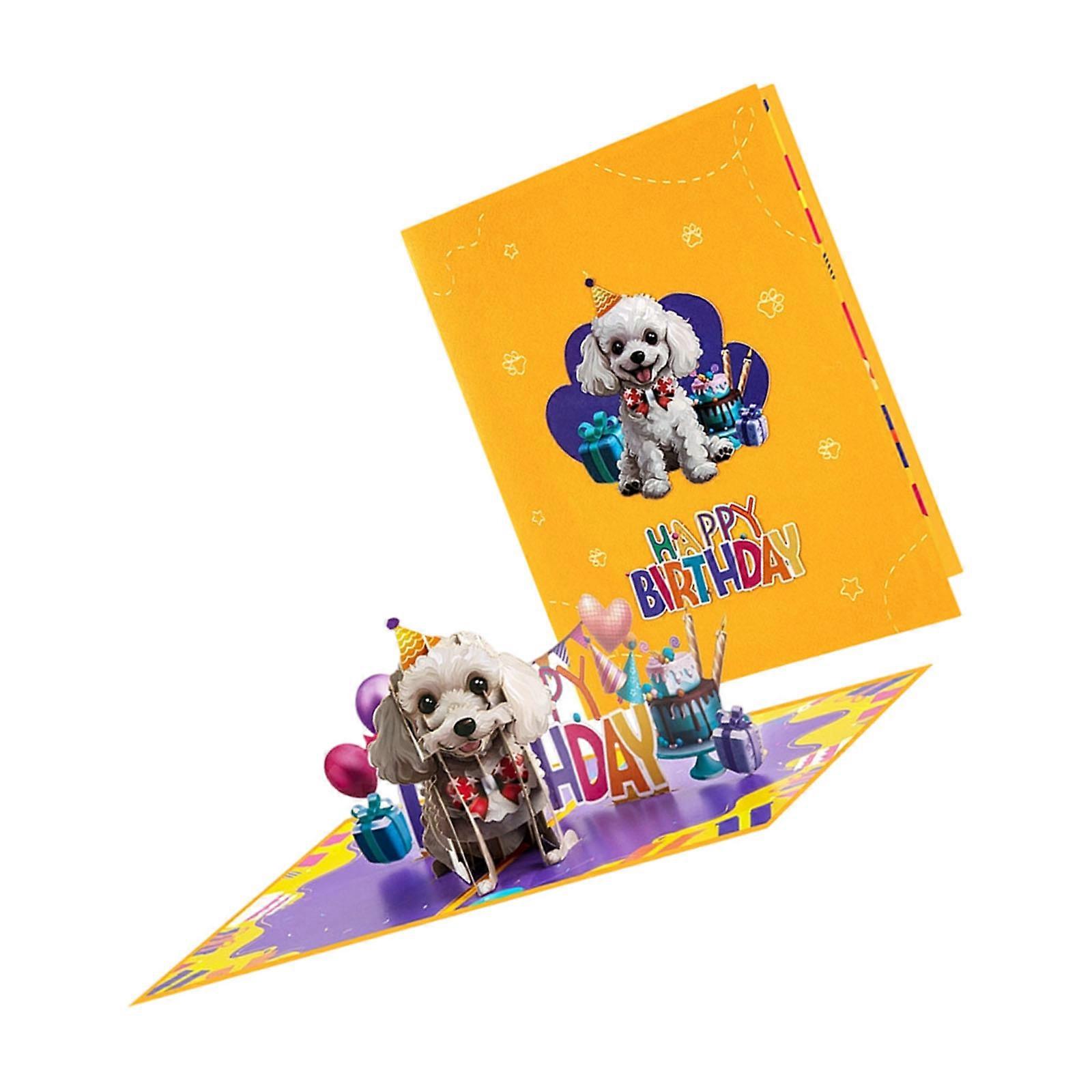 Artisanal 3D Pet Dog Birthday Card Recycled Paper Substance Dense Pliable For Mailing And Display Multicolor