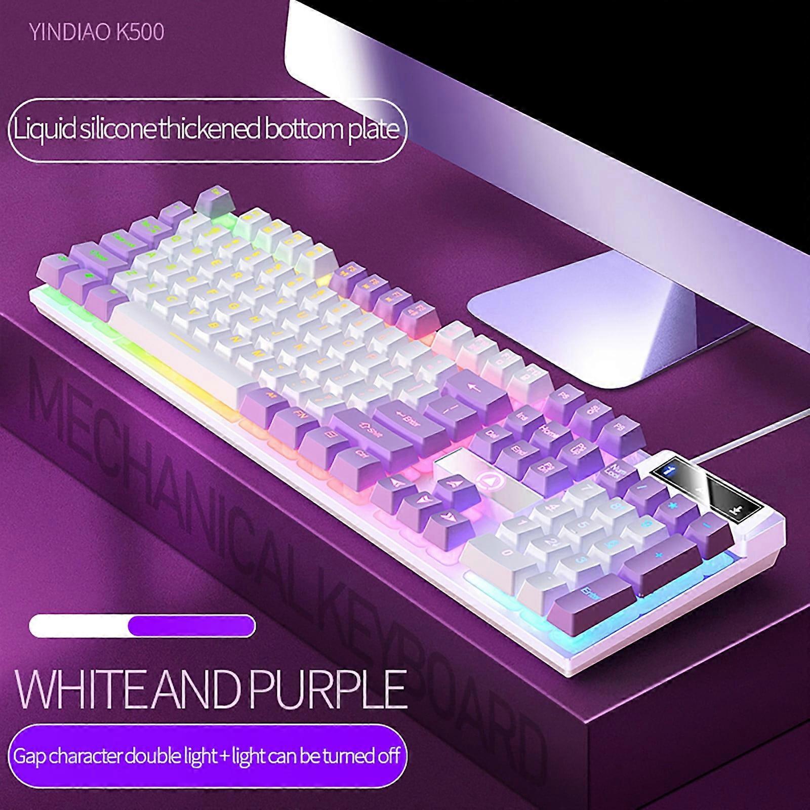 Gaming Keyboard USB Wired, Compatible with Windows, Ergonomic Floating Design, Mechanical Feeling, Ultra-Slim LED Backlit