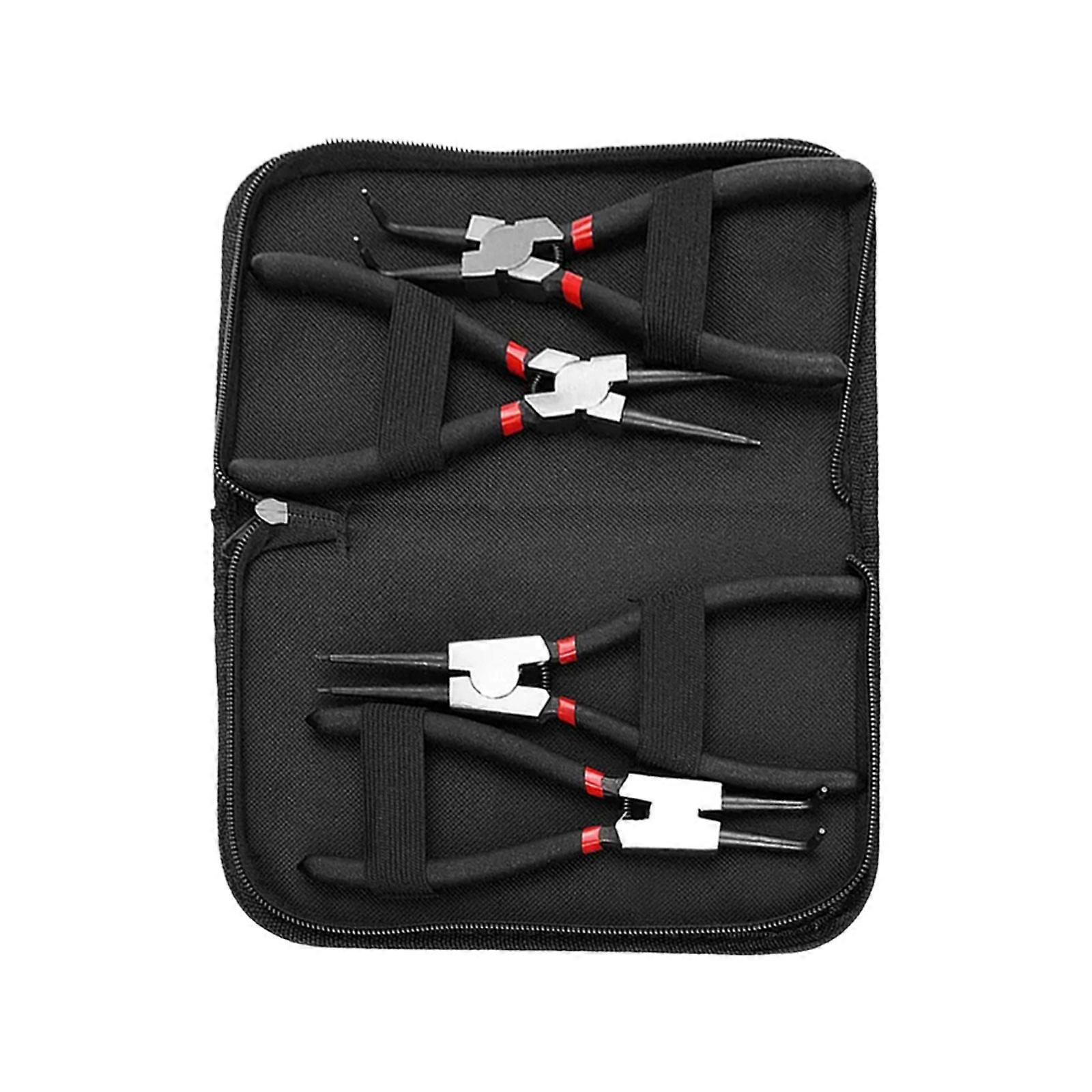Multifunction Snap Rings Pliers Tool Kit 4 Interchangeable Tip for Various Circlip Size Compact Storage Box Included Multicolor