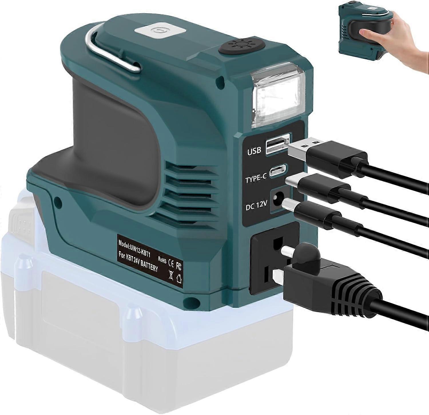 Power Inverter for Kobalt 24V Battery 220W Portable Power Supply Inverter DC 20V to AC 100-120V/200-240V with USB&Type-C&AC Outlet&LED Light