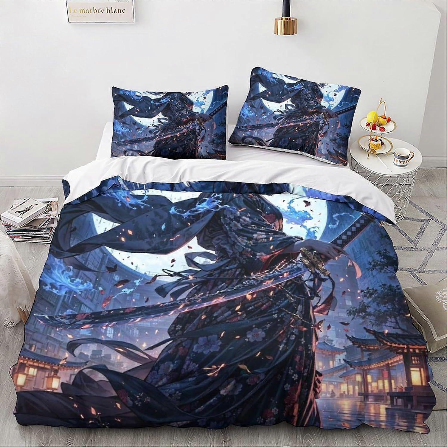 LikeEj Animes E Mangás Capa Edredom Conjunto de Cama de Microfibra, Impressão 3D Fantasia Edredom Colcha Cover&Fronha com fechamento com zíper, Inverno Soft Anime Duvet 