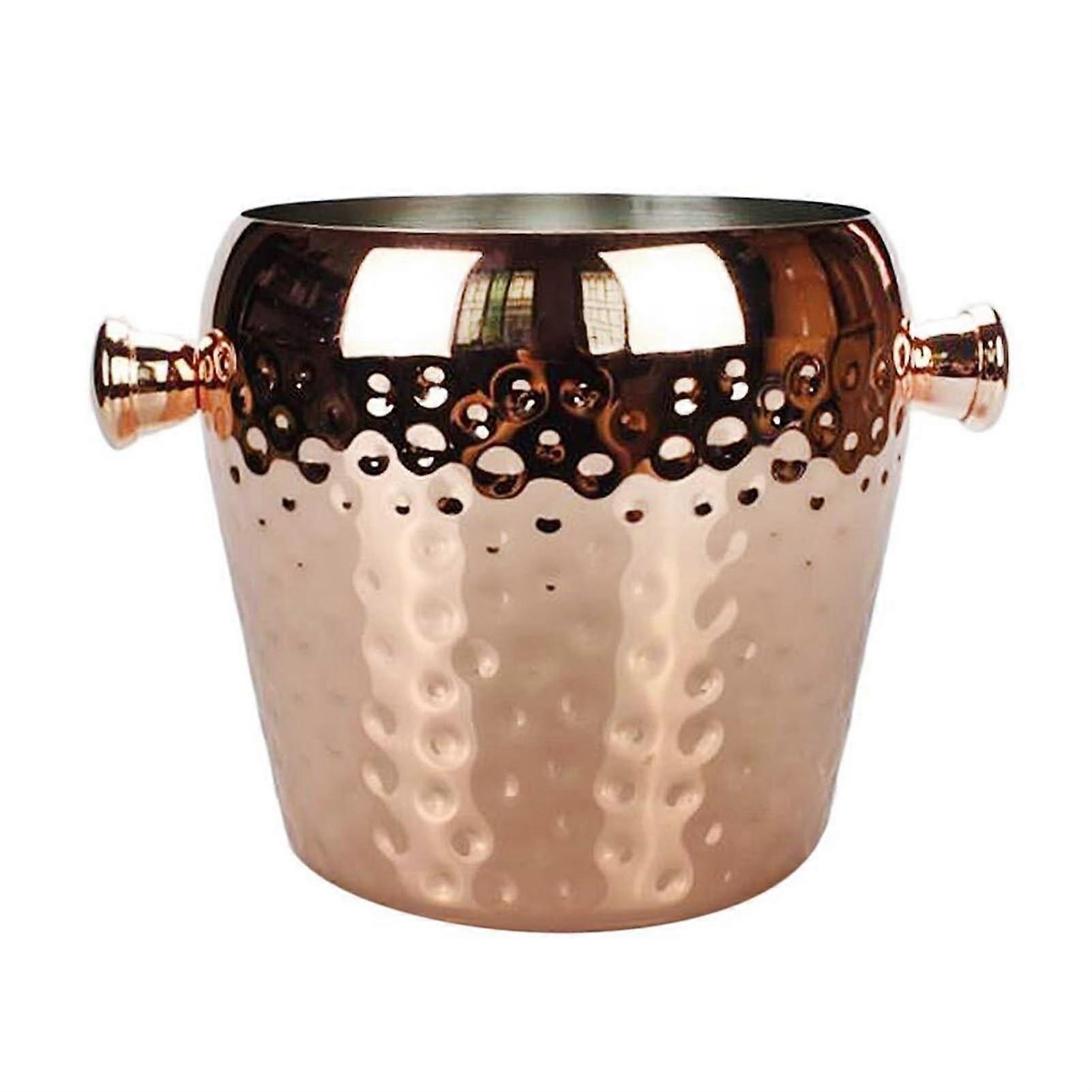 Ice Bucket for Champagne and Wine, Retro Hammered Metal 1L Party Barware for Drinks