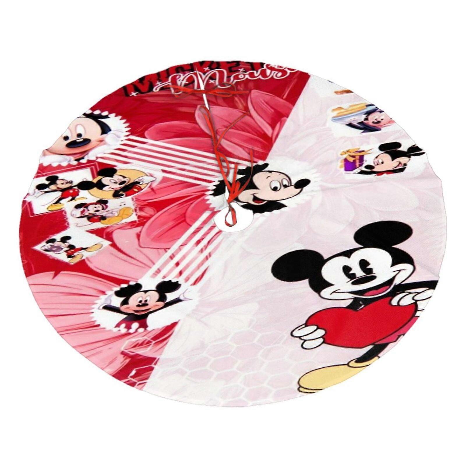 Mickey Mouse Christmas Tree Skirt, Soft And Funny Merry Christmas Tree Collar Farmhouse Xmas Holiday Decoration 36"