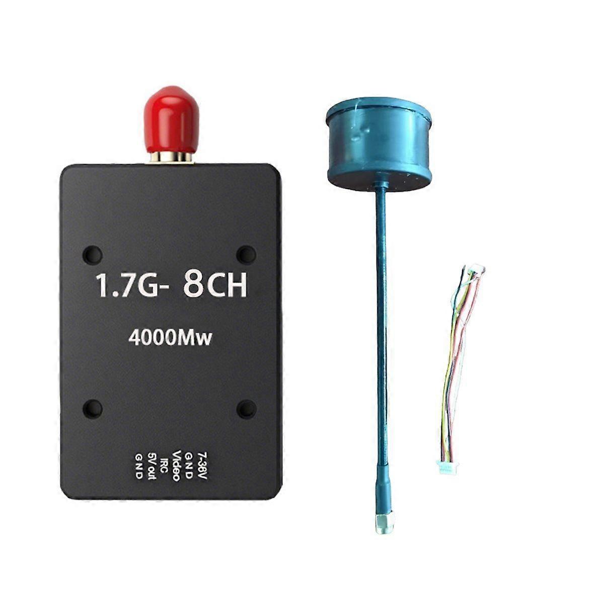1.7G 4W VTX 8CH FPV Audio Video Transmitter PAL/ NTSC 7-36V with Antenna for FPV RC Racing Cars Lon
