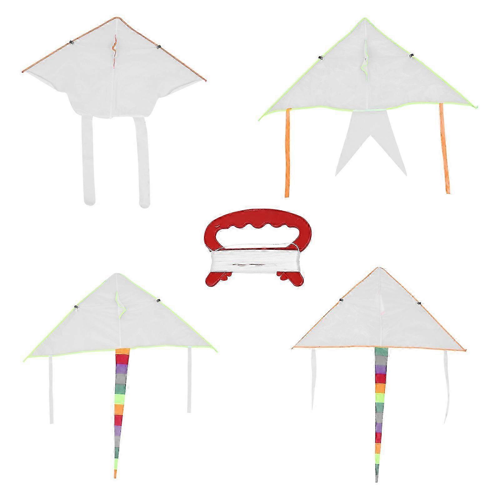 4 Sets Blank Polyester Kite with Kite Line DIY Kite Making Kit for Children