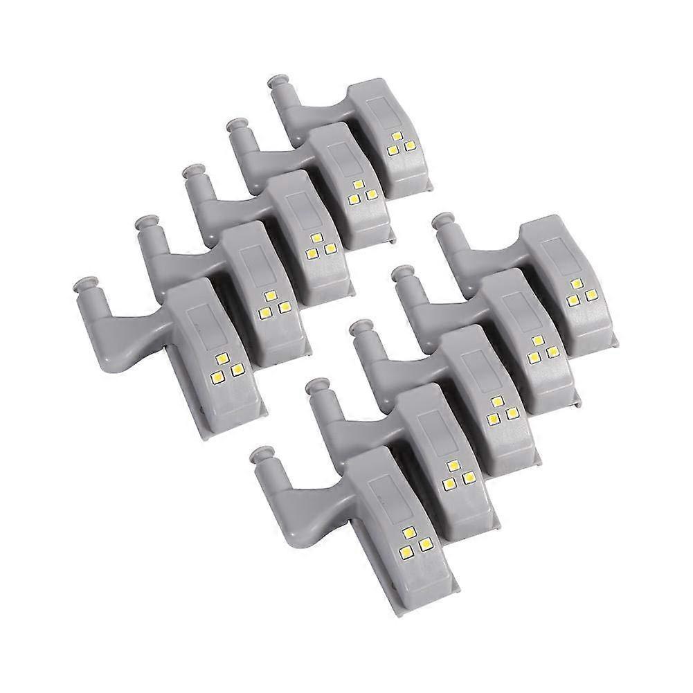 LED Cabinet Hinge Sensor Light 10Pcs Battery Powered Smart Lighting for Kitchen Wardrobe White