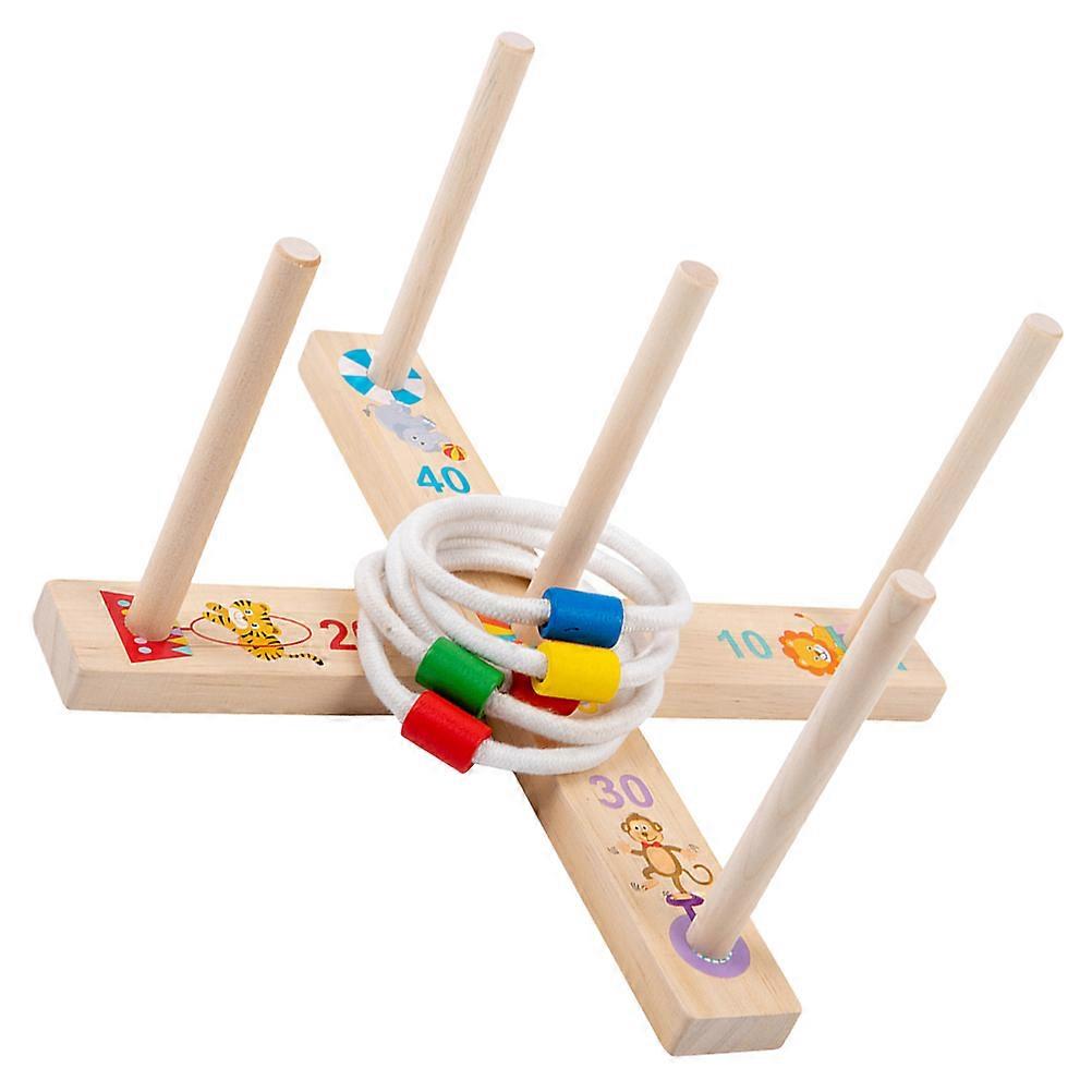 Ring Throwing Game Toy Wooden Kid Interactive Throwing Ring 1Set