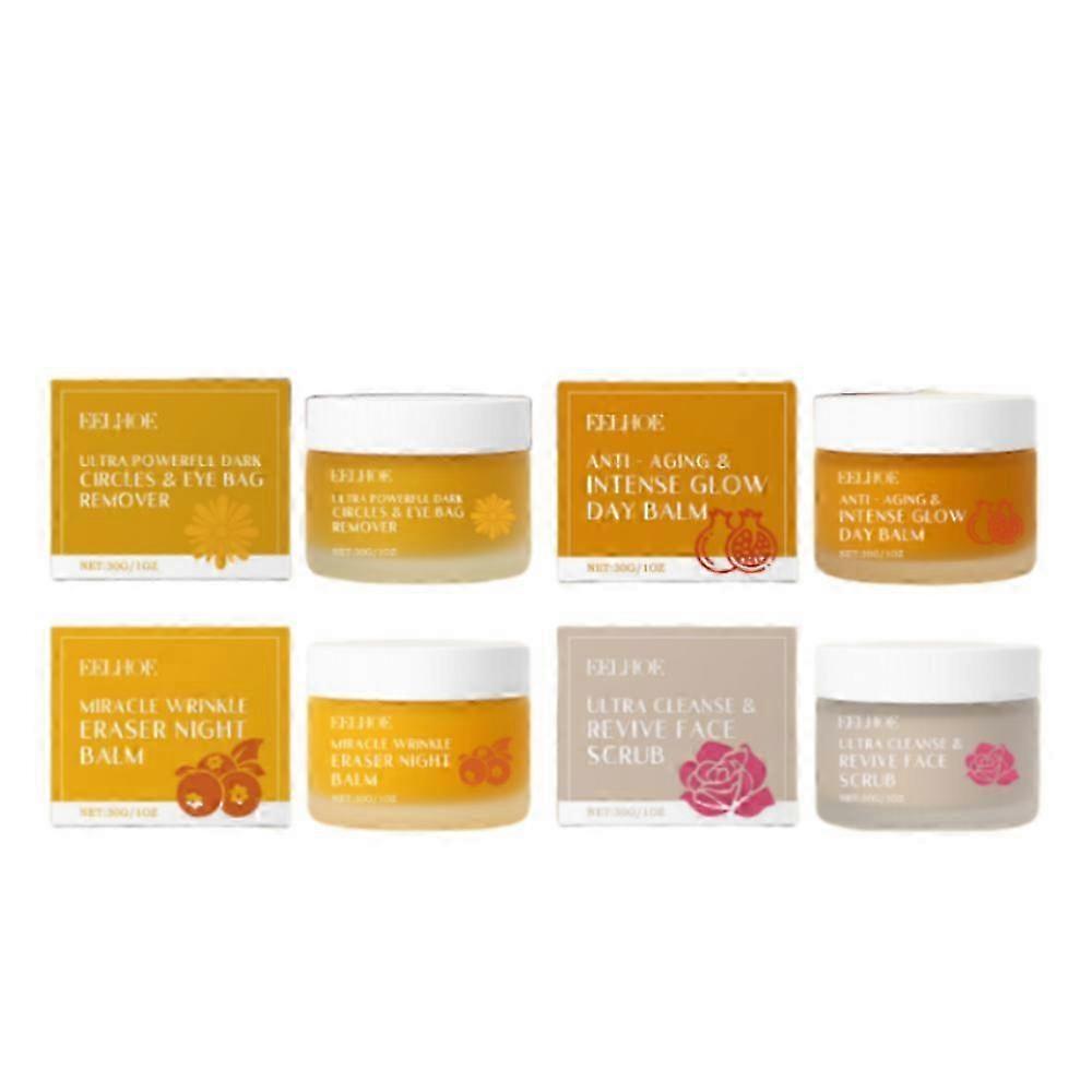 Organic Skin Care for Mature Women - Set of Face Scrub, Day Balm & Night Cream for Anti-Aging, Intense Glow & Wrinkle Reduction 25-26S as show