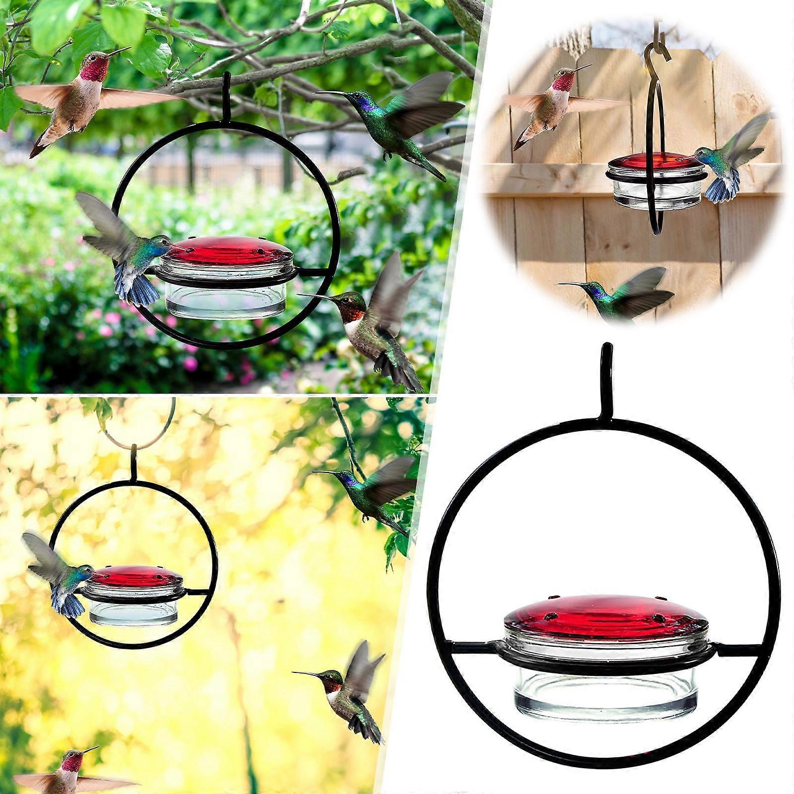 EQWLJWE Hummingbird Feeder, Circular Hanging Hummingbird Feeder for Outdoors with Ant & Bee Proof Guards, Compatible with Garden, Patio, Backyard