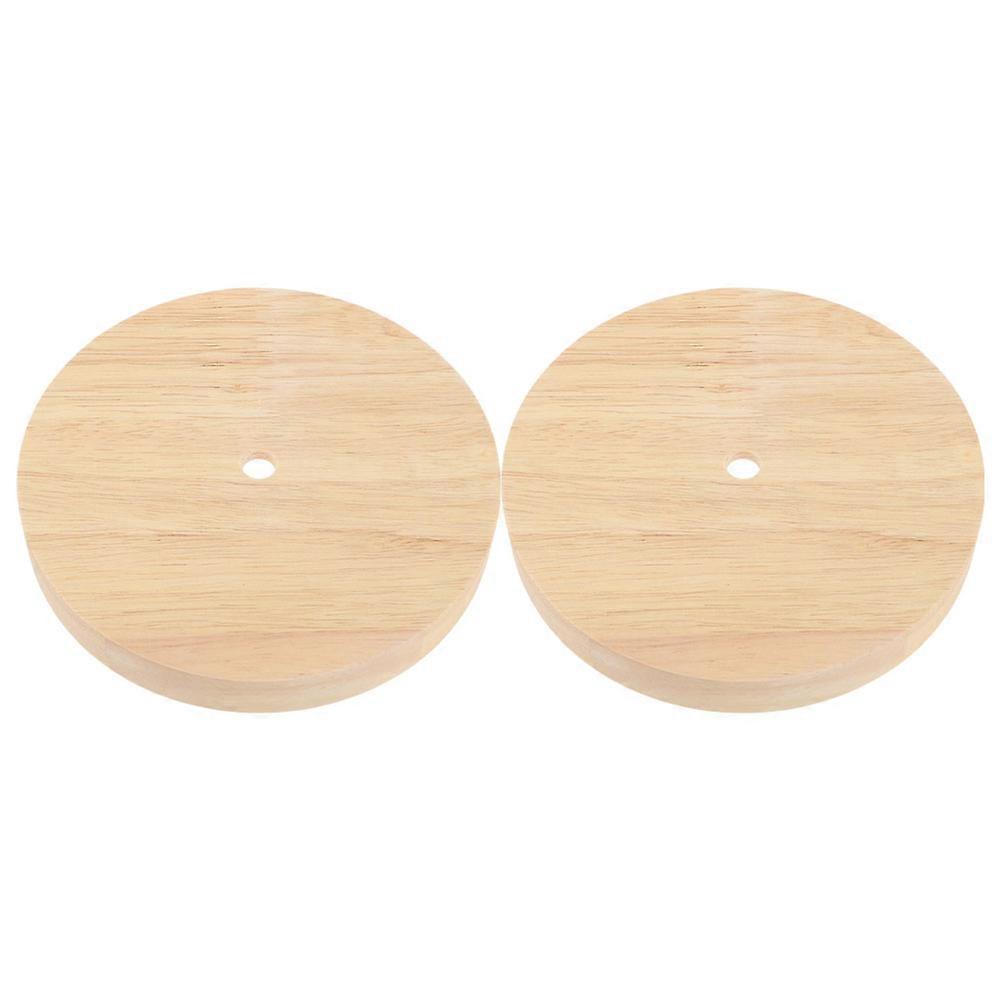 Beige Wood Lamp Base for Creative Lighting 2Pcs Round Table Lamp Bases