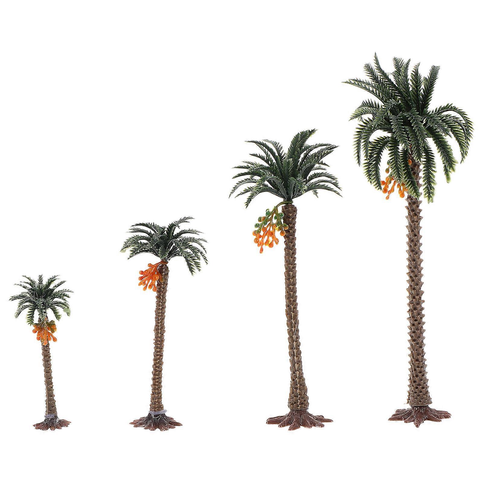 Artificial Coconut Tree Model for Decoration 4Pcs Plastic Miniature Trees