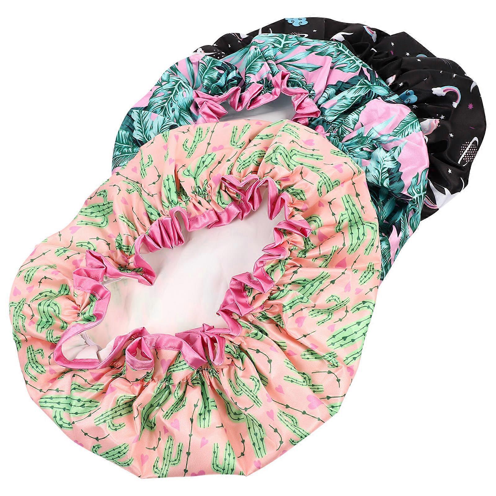 Elastic Shower Caps Digital Printing Hats for 6Pcs Protective Set