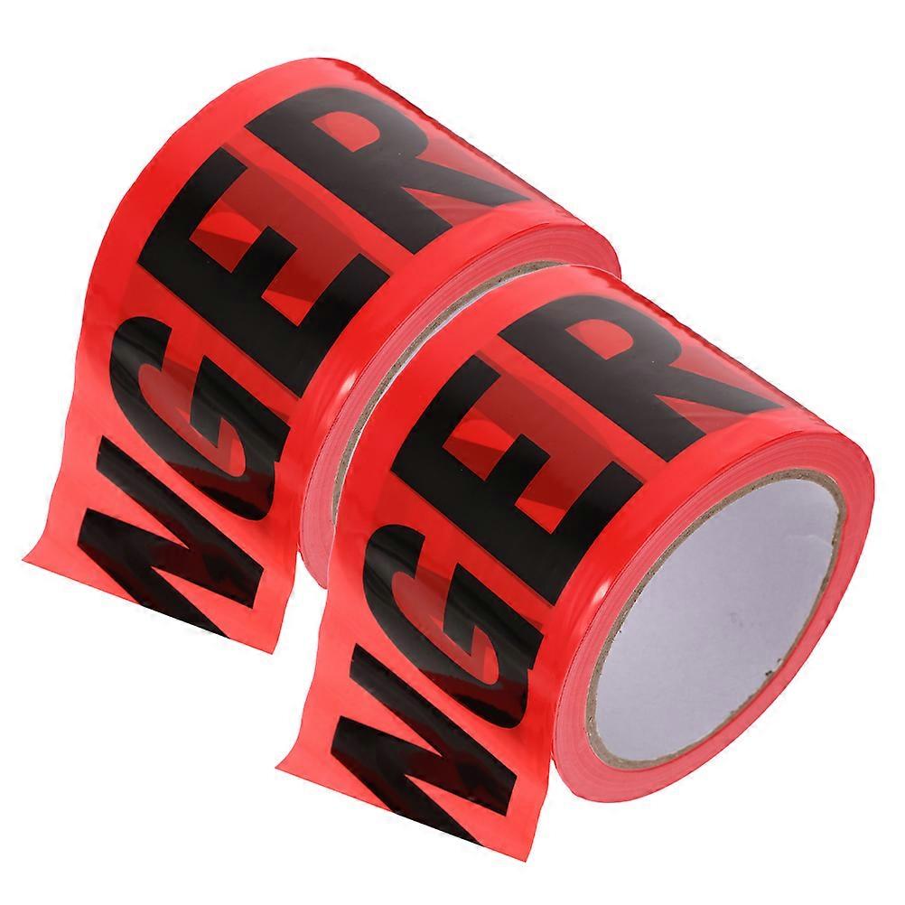 Bright Red PE Danger Tape Warning for Hazardous Areas 2 Rolls Nonadhesive 100m Each