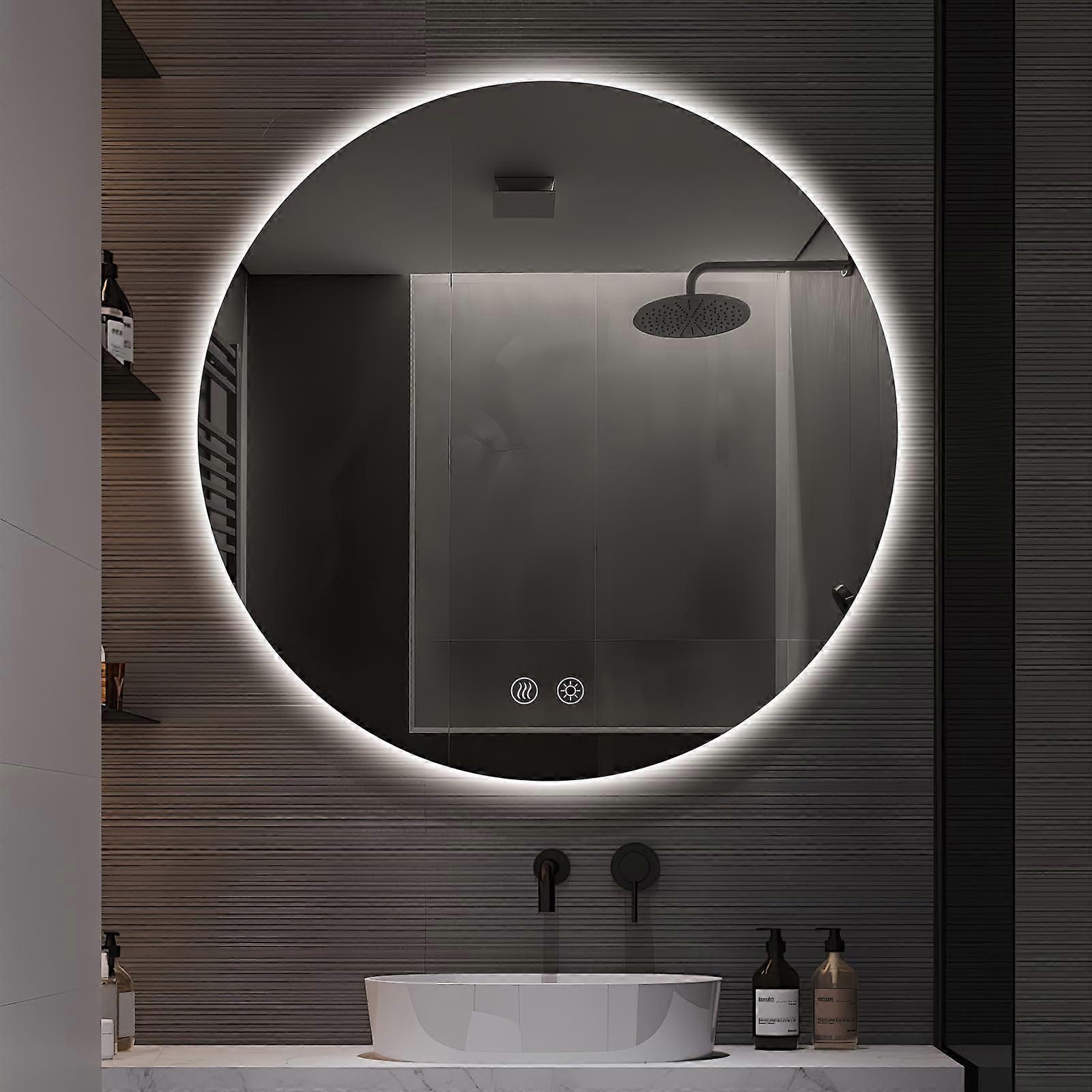 30 Inch Round LED Bathroom Mirror with Backlit AntiFog Shatterproof Glass and Adjustable Lighting