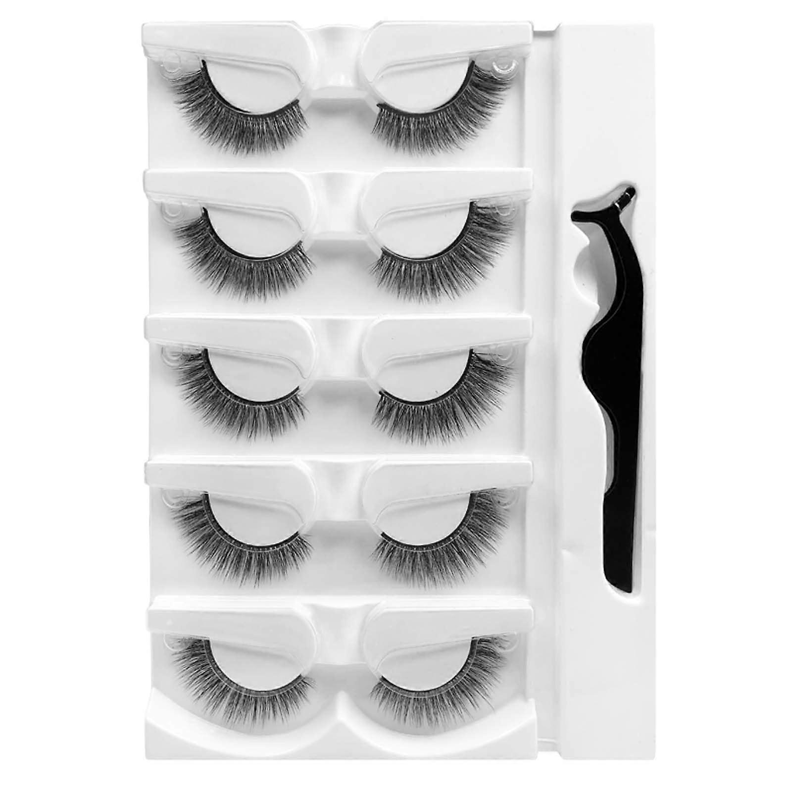 Self Adhesive Eyelashes 5 Pairs Natural Wispy Pre Glued Strip Lashes No Glue Needed Waterproof