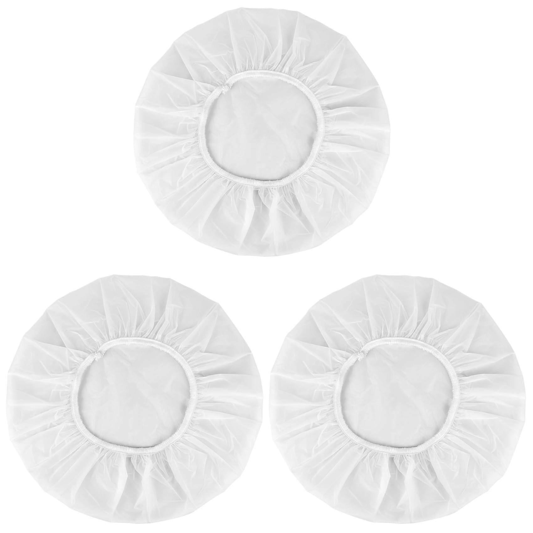 3 Pcs Reusable Waterproof Shower Cap for Women and Men, Secure Elastic Fit, White