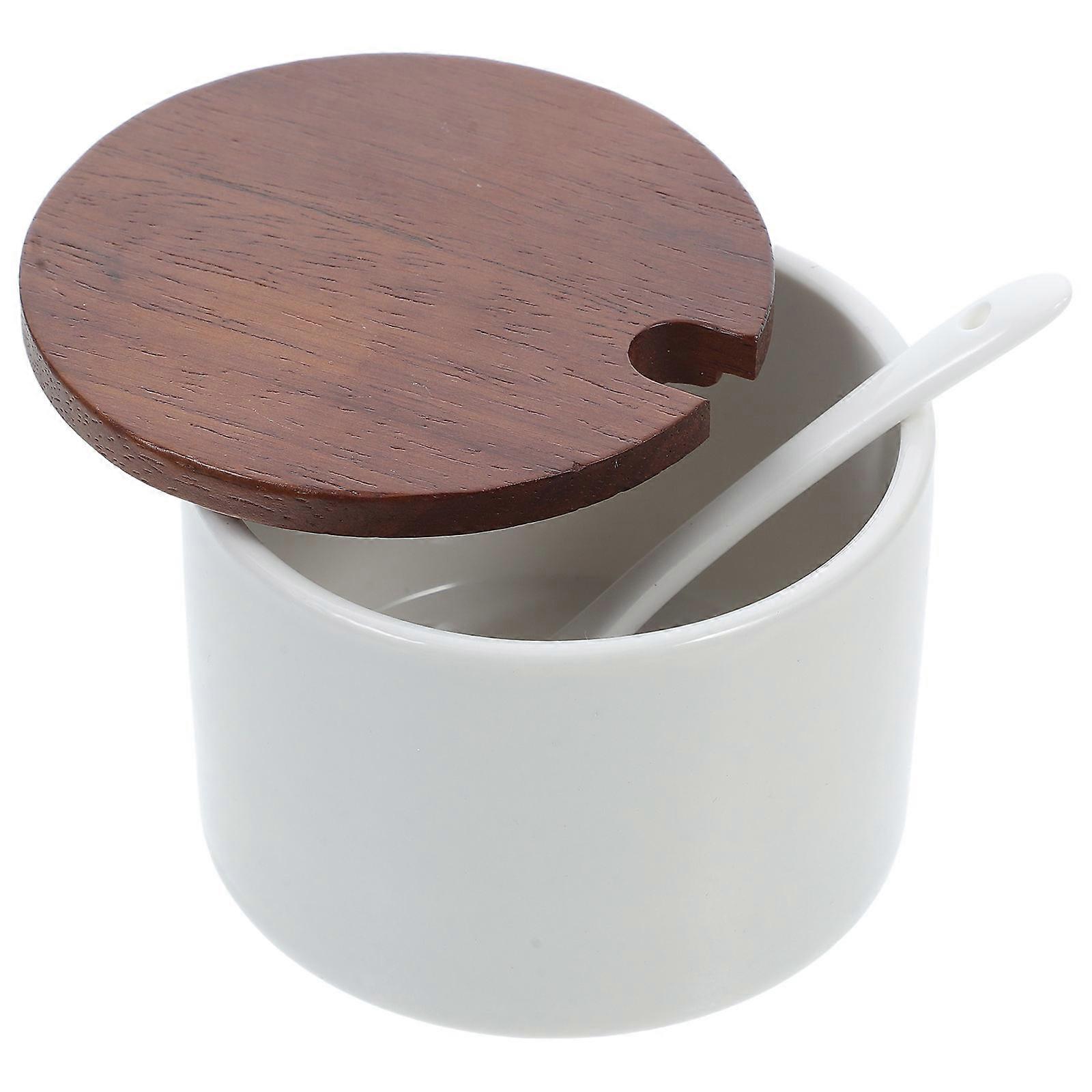Ceramic Seasoning Jar with Lid for Salt Storage with Spoon