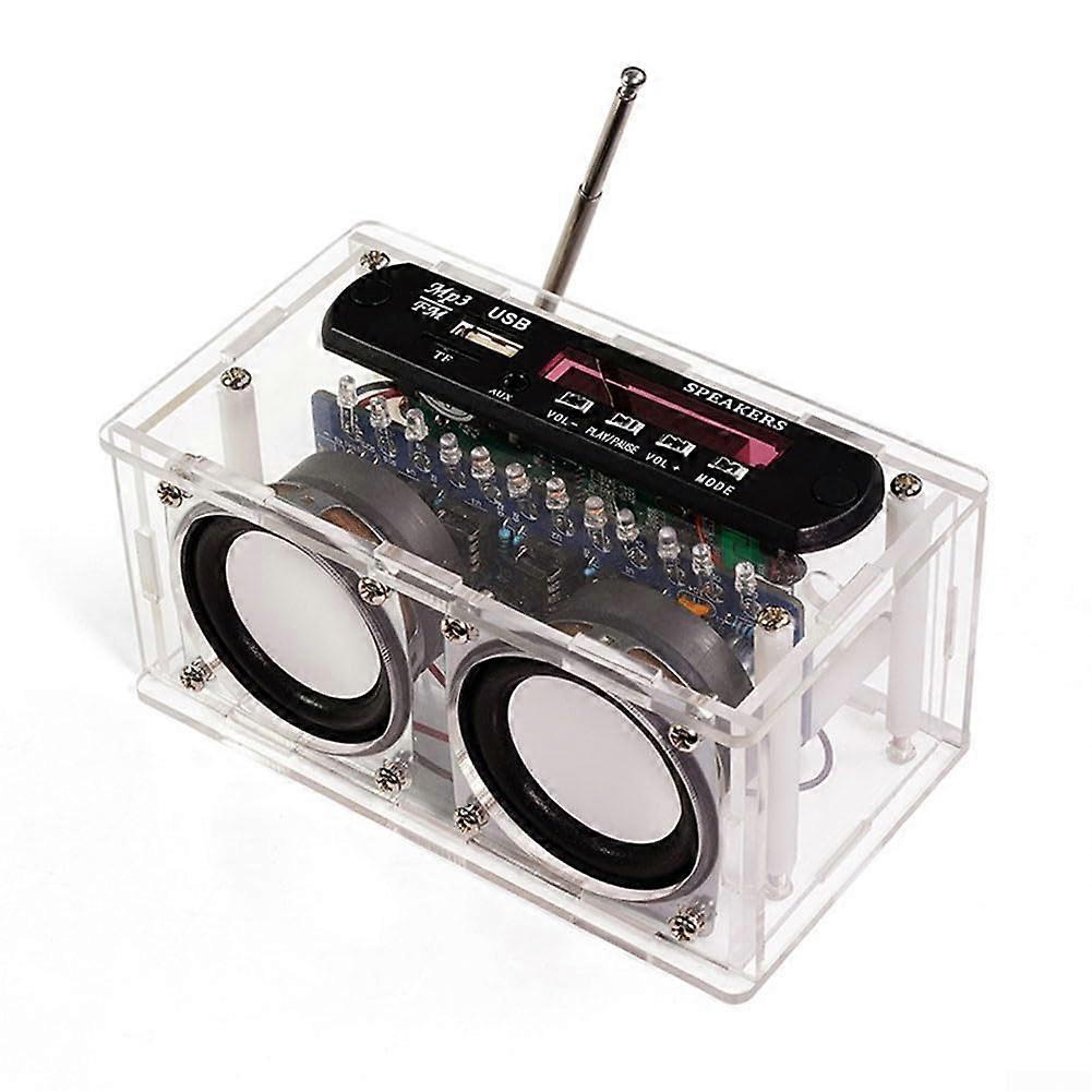 DIY FM Radio Kit with Bluetooth Speaker, LED Lights, Remote Control, USB AUX TF Card Playback