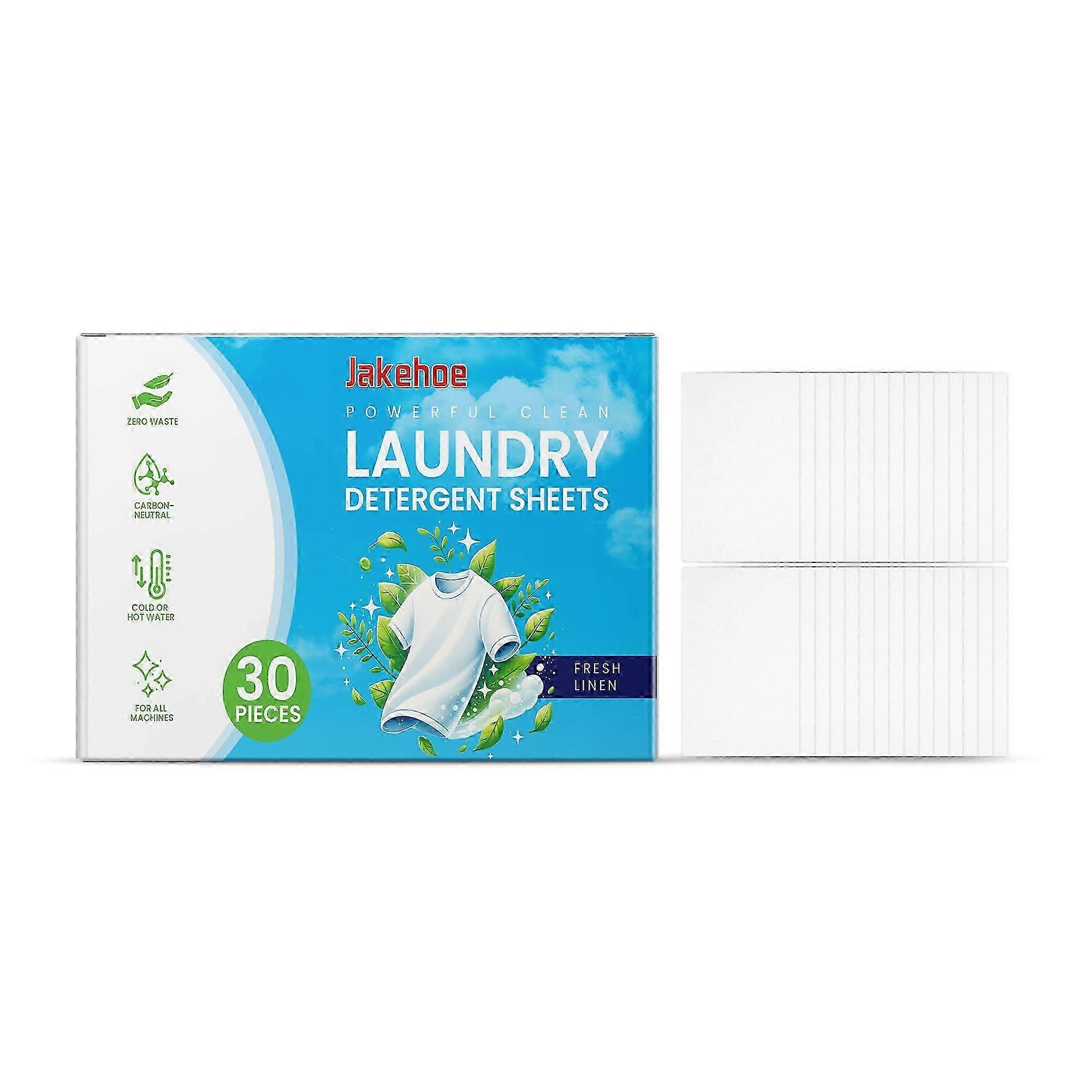 Eco-Friendly Laundry Detergent Sheets - Gentle yet Powerful Stain Removal with Multi-Effect Technology, Quick-Dissolving & Compact Design - 30 Count